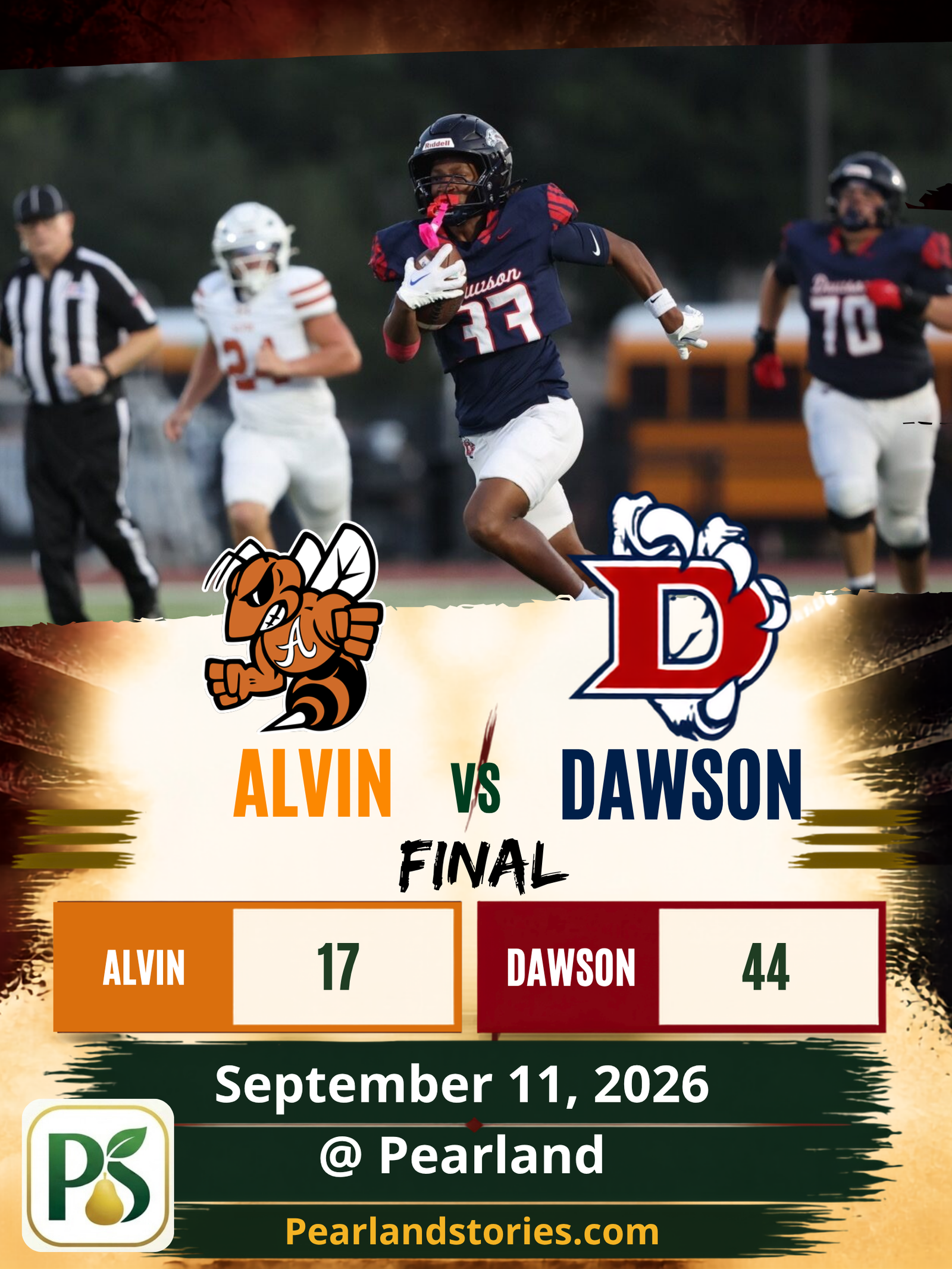 Dawson Gets Back on Track with 44-17 Win Over Alvin